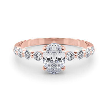 Oval Single Row Shared Prong Engagement Ring – Oval Lab Diamond Ring in 18K Gold | Just Brilliant – view 11