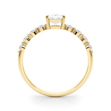 Oval Single Row Shared Prong Engagement Ring – Oval Lab Diamond Ring in 18K Gold | Just Brilliant – angle view