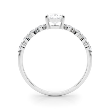 Oval Single Row Shared Prong Engagement Ring – Oval Lab Diamond Ring in 18K Gold | Just Brilliant – detail view