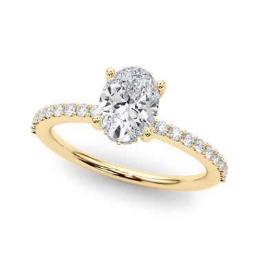 Hidden Halo Oval Engagement Ring – Oval Lab Diamond Engagement Ring in 18K Gold | Just Brilliant – side view