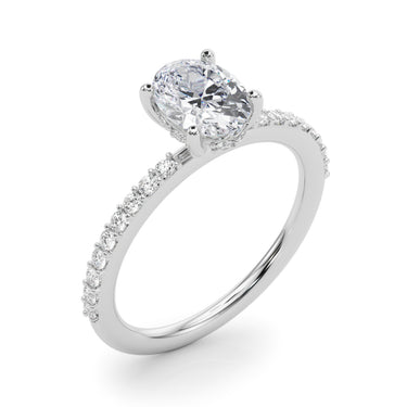 Hidden Halo Oval Engagement Ring – Oval Lab Diamond Engagement Ring in 18K Gold | Just Brilliant – lifestyle view
