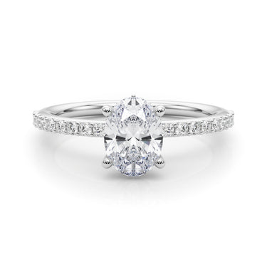Hidden Halo Oval Engagement Ring – Oval Lab Diamond Engagement Ring in 18K Gold | Just Brilliant – close-up view