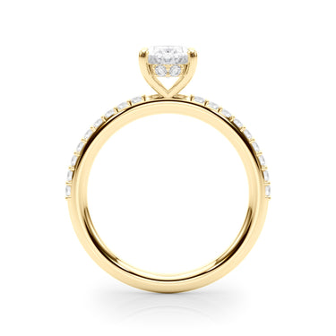 Hidden Halo Oval Engagement Ring – Oval Lab Diamond Engagement Ring in 18K Gold | Just Brilliant – angle view