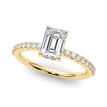 Hidden Halo Emerald Cut Engagement Ring – Emerald Cut Emerald Engagement Ring in 18K Gold | Just Brilliant – side view