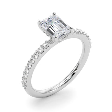 Hidden Halo Emerald Cut Engagement Ring – Emerald Cut Emerald Engagement Ring in 18K Gold | Just Brilliant – lifestyle view