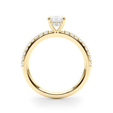 Hidden Halo Emerald Cut Engagement Ring – Emerald Cut Emerald Engagement Ring in 18K Gold | Just Brilliant – angle view
