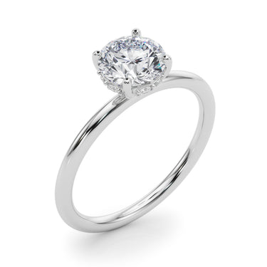 Hidden Halo Round Engagement Ring – Round Lab Diamond Engagement Ring in 18K Gold | Just Brilliant – lifestyle view