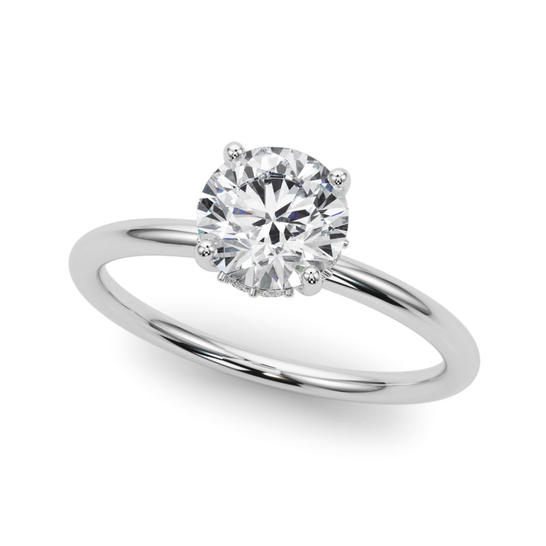 Hidden Halo Round Engagement Ring – Radiant Lab Diamond Engagement Ring in 18K Gold | Just Brilliant