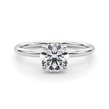 Hidden Halo Round Engagement Ring – Round Lab Diamond Engagement Ring in 18K Gold | Just Brilliant – close-up view