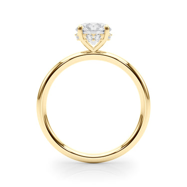 Hidden Halo Round Engagement Ring – Round Lab Diamond Engagement Ring in 18K Gold | Just Brilliant – angle view