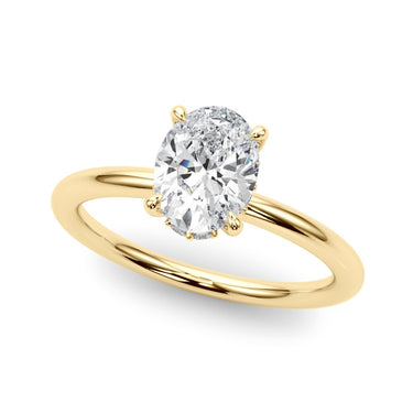 Hidden Halo Oval Engagement Ring – Oval Lab Diamond Engagement Ring in 18K Gold | Just Brilliant – side view