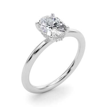 Hidden Halo Oval Engagement Ring – Oval Lab Diamond Engagement Ring in 18K Gold | Just Brilliant – lifestyle view