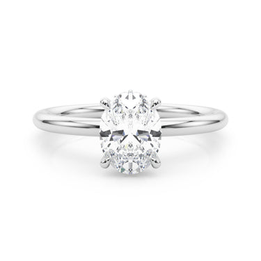Hidden Halo Oval Engagement Ring – Oval Lab Diamond Engagement Ring in 18K Gold | Just Brilliant – close-up view