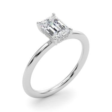 Hidden Halo Emerald Cut Engagement Ring – Emerald Cut Emerald Engagement Ring in 18K Gold | Just Brilliant – lifestyle view