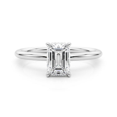 Hidden Halo Emerald Cut Engagement Ring – Emerald Cut Emerald Engagement Ring in 18K Gold | Just Brilliant – close-up view