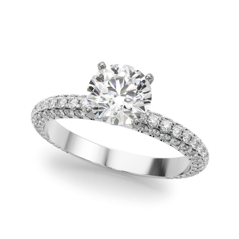 Multirow Pavé Engagement Ring – Radiant Lab Diamond Engagement Ring in 18K Gold | Just Brilliant