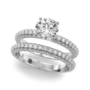 Multirow Pavé Engagement Ring – Lab Diamond Engagement Ring in 18K Gold | Just Brilliant – close-up view