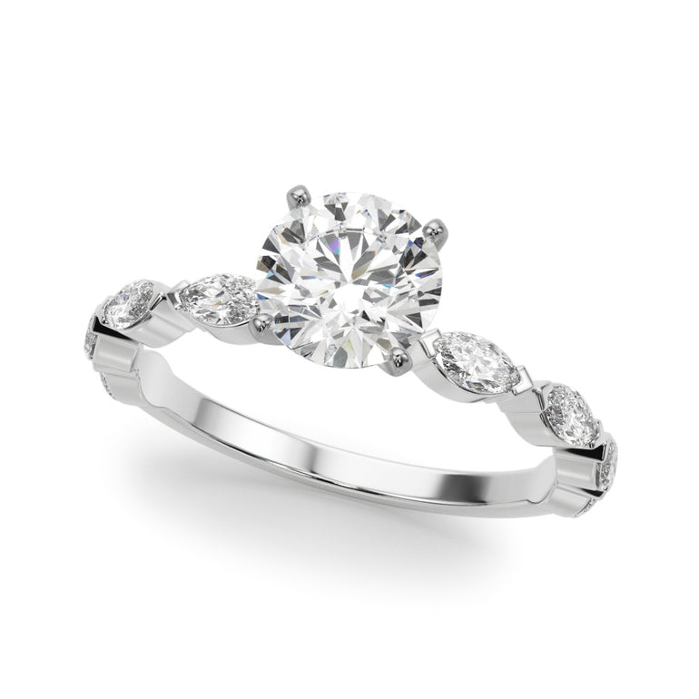 V-Tip Marquise Accented Engagement Ring – Marquise Lab Diamond Engagement Ring in 18K Gold | Just Brilliant