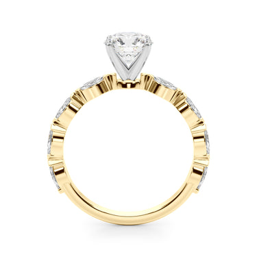 V-Tip Marquise Accented Engagement Ring – Marquise Lab Diamond Engagement Ring in 18K Gold | Just Brilliant – angle view