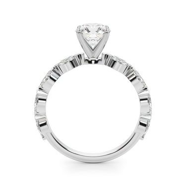 V-Tip Marquise Accented Engagement Ring – Marquise Lab Diamond Engagement Ring in 18K Gold | Just Brilliant – detail view