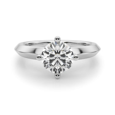Solitaire Knife Edge Round Engagement Ring – Round Lab Diamond Engagement Ring in 18K Gold | Just Brilliant – lifestyle view