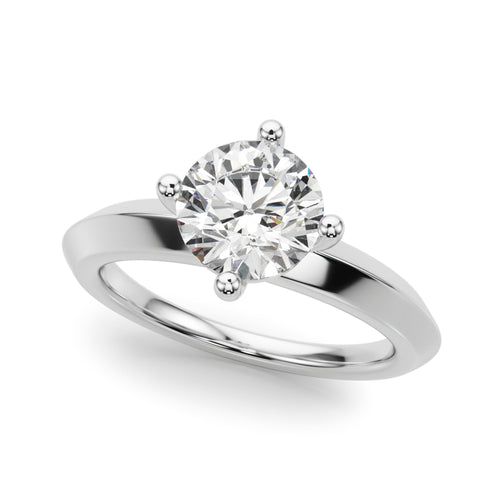 Solitaire Knife Edge Round Engagement Ring