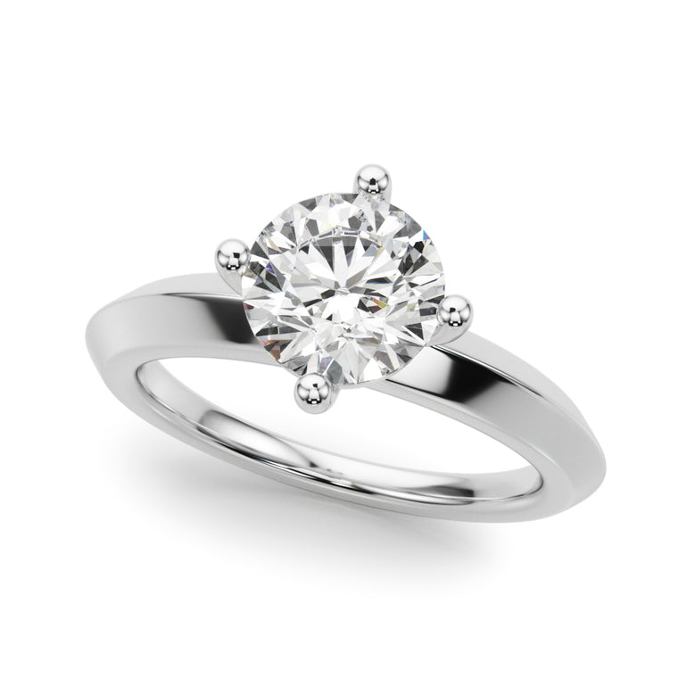 Solitaire Knife Edge Round Engagement Ring – Radiant Lab Diamond Engagement Ring in 18K Gold | Just Brilliant