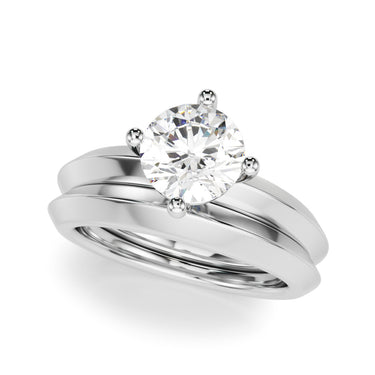 Solitaire Knife Edge Round Engagement Ring – Round Lab Diamond Engagement Ring in 18K Gold | Just Brilliant – close-up view