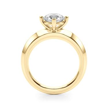 Solitaire Knife Edge Round Engagement Ring – Round Lab Diamond Engagement Ring in 18K Gold | Just Brilliant – angle view