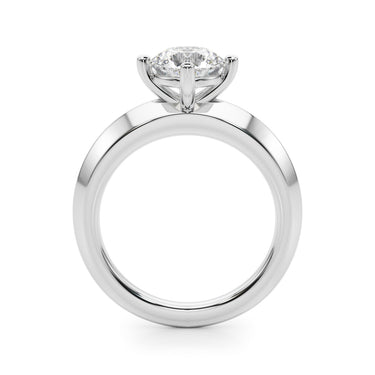 Solitaire Knife Edge Round Engagement Ring – Round Lab Diamond Engagement Ring in 18K Gold | Just Brilliant – detail view