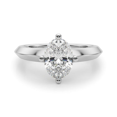 Solitaire Knife Edge Oval Engagement Ring – Oval Lab Diamond Engagement Ring in 18K Gold | Just Brilliant – lifestyle view