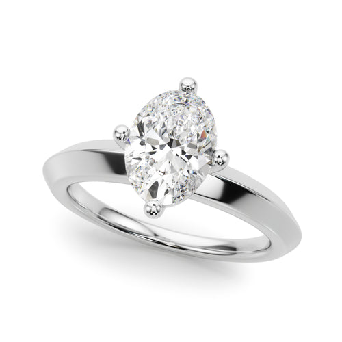 Solitaire Knife Edge Oval Engagement Ring
