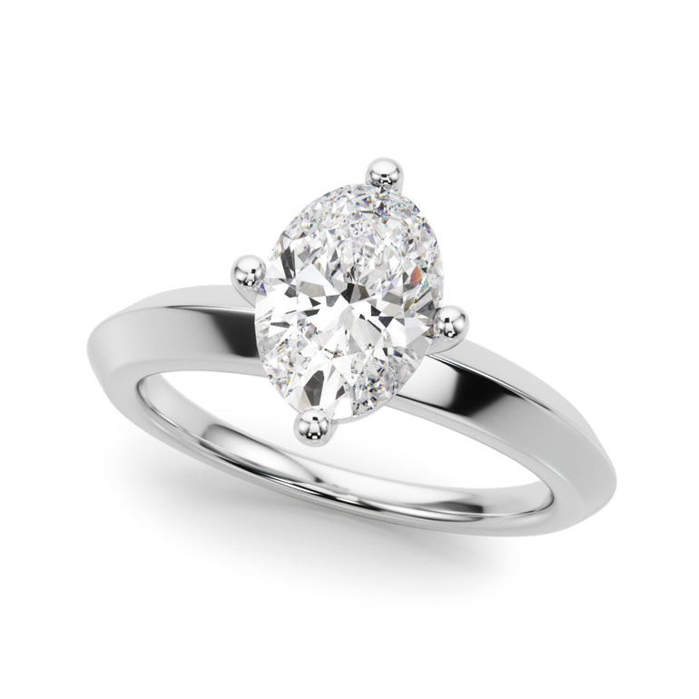 Solitaire Knife Edge Oval Engagement Ring – Oval Lab Diamond Engagement Ring in 18K Gold | Just Brilliant