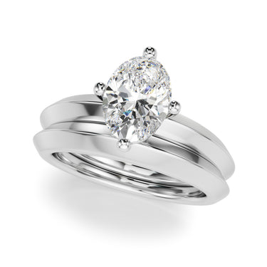 Solitaire Knife Edge Oval Engagement Ring – Oval Lab Diamond Engagement Ring in 18K Gold | Just Brilliant – close-up view