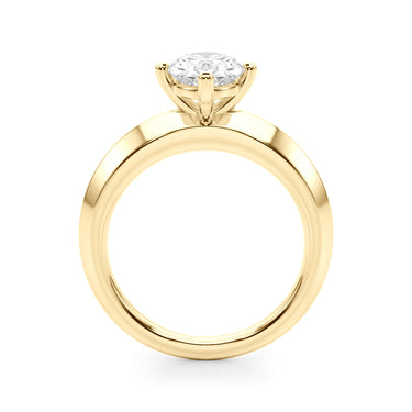 Solitaire Knife Edge Oval Engagement Ring – Oval Lab Diamond Engagement Ring in 18K Gold | Just Brilliant – angle view