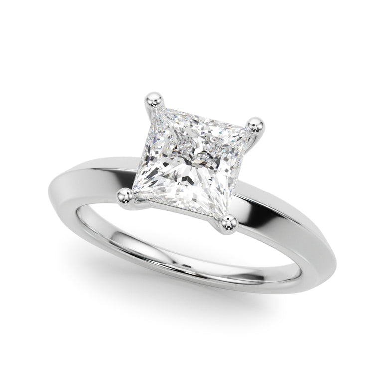 Solitaire Knife Edge Princess Cut Engagement Ring – Princess Cut Lab Diamond Engagement Ring in 18K Gold | Just Brilliant