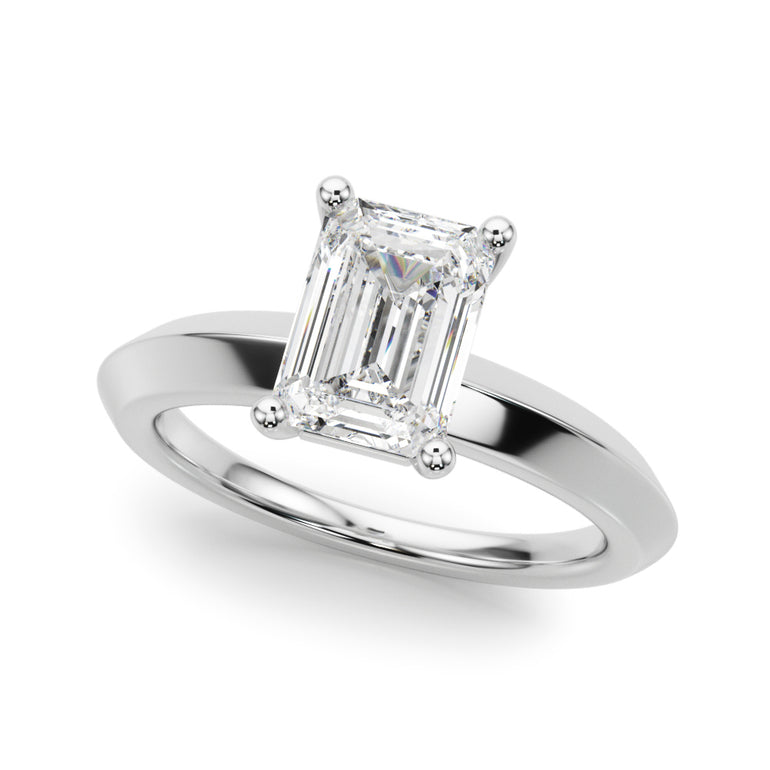 Solitaire Knife Edge Princess Cut Engagement Ring – Princess Cut Emerald & Lab Diamond Engagement Ring in 18K Gold | Just ...