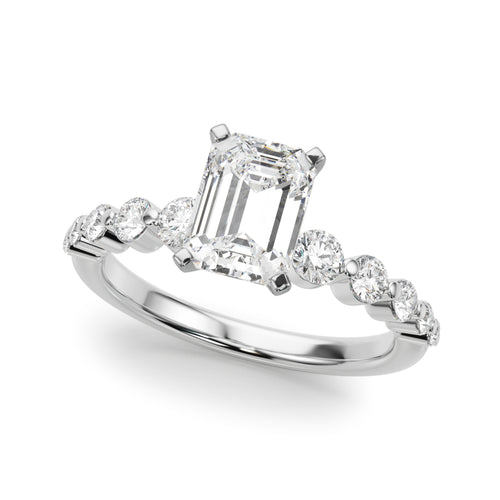 Single Row Single Shared Prong Engagement Ring