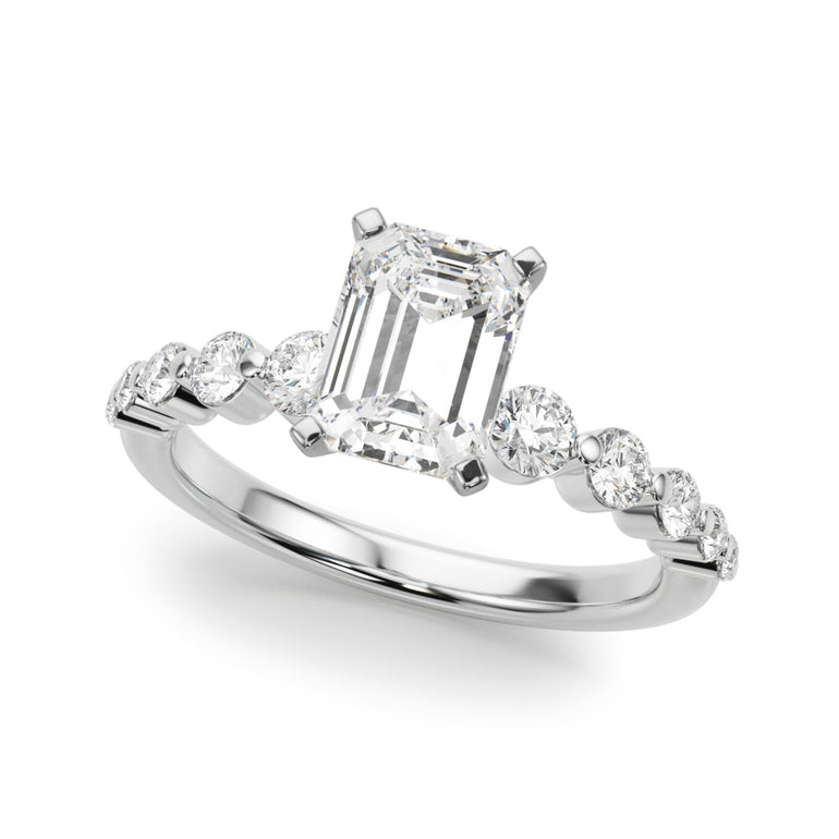 Single Row Single Shared Prong Engagement Ring – Radiant Lab Diamond Engagement Ring in 18K Gold | Just Brilliant