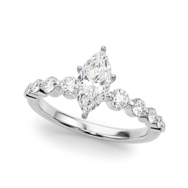 Single Row Single Shared Prong Engagement Ring – Lab Diamond Engagement Ring in 18K Gold | Just Brilliant – detail view