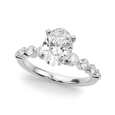 Single Row Single Shared Prong Engagement Ring – Lab Diamond Engagement Ring in 18K Gold | Just Brilliant – close-up view