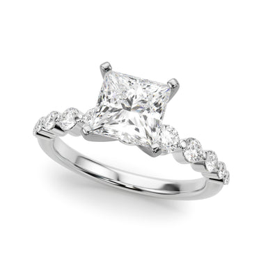 Single Row Single Shared Prong Engagement Ring – Lab Diamond Engagement Ring in 18K Gold | Just Brilliant – angle view