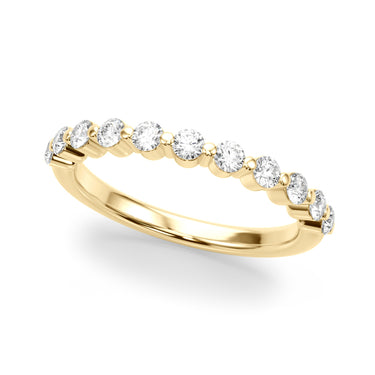 Single Shared Prong Wedding Band – Lab Diamond Wedding Band in 18K Gold | Just Brilliant – close-up view