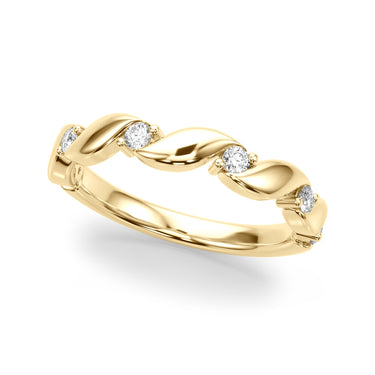 Twisting Wedding Band – Lab Diamond Wedding Band in 18K Gold | Just Brilliant – close-up view