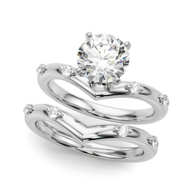 Chevron Engagement Ring – Lab Diamond Engagement Ring in 18K Gold | Just Brilliant – close-up view