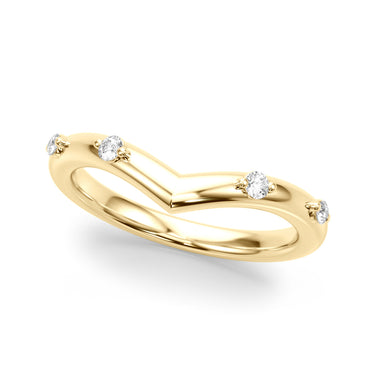 Chevron Wedding Band – Lab Diamond Wedding Band in 18K Gold | Just Brilliant – close-up view