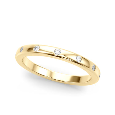 Burnished Wedding Band – Lab Diamond Wedding Band in 18K Gold | Just Brilliant – close-up view