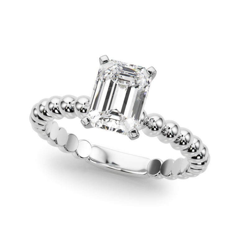 Beaded Solitaire Engagement Ring – Radiant Lab Diamond Engagement Ring in 18K Gold | Just Brilliant