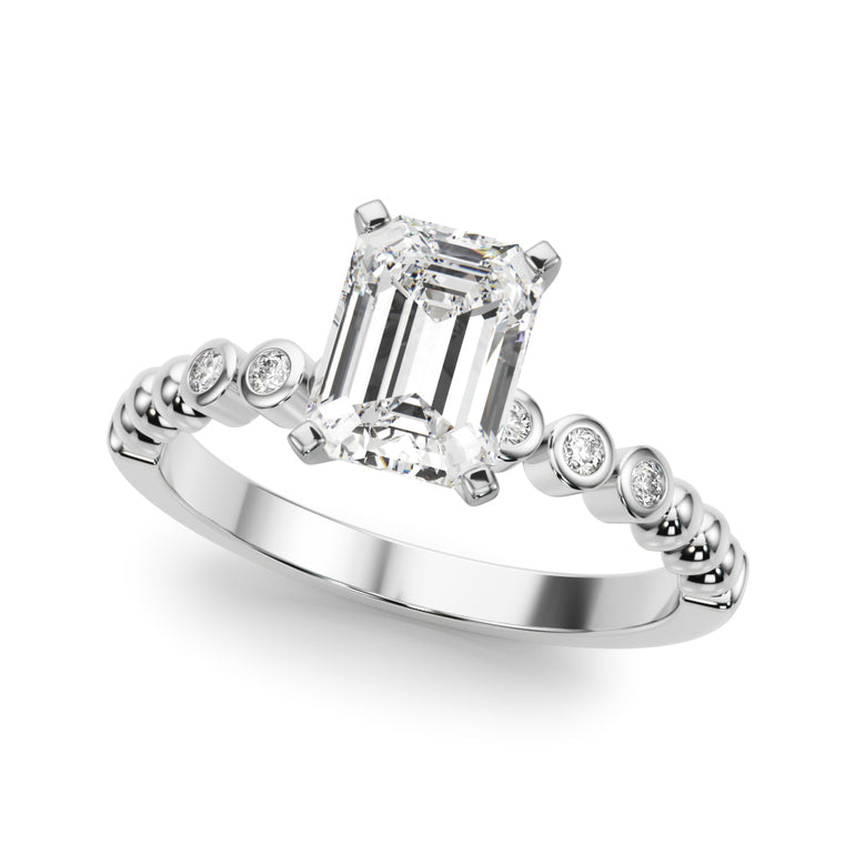 Beaded & Bezel Set Engagement Ring – Radiant Lab Diamond Engagement Ring in 18K Gold | Just Brilliant