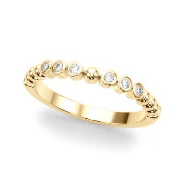 Beaded & Bezel Set Wedding Band – Lab Diamond Wedding Band in 18K Gold | Just Brilliant – close-up view